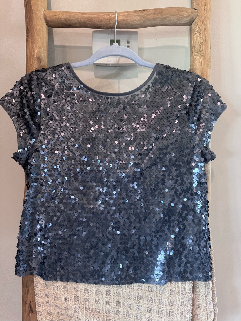 Express Sequin Low Back Top – Size XS